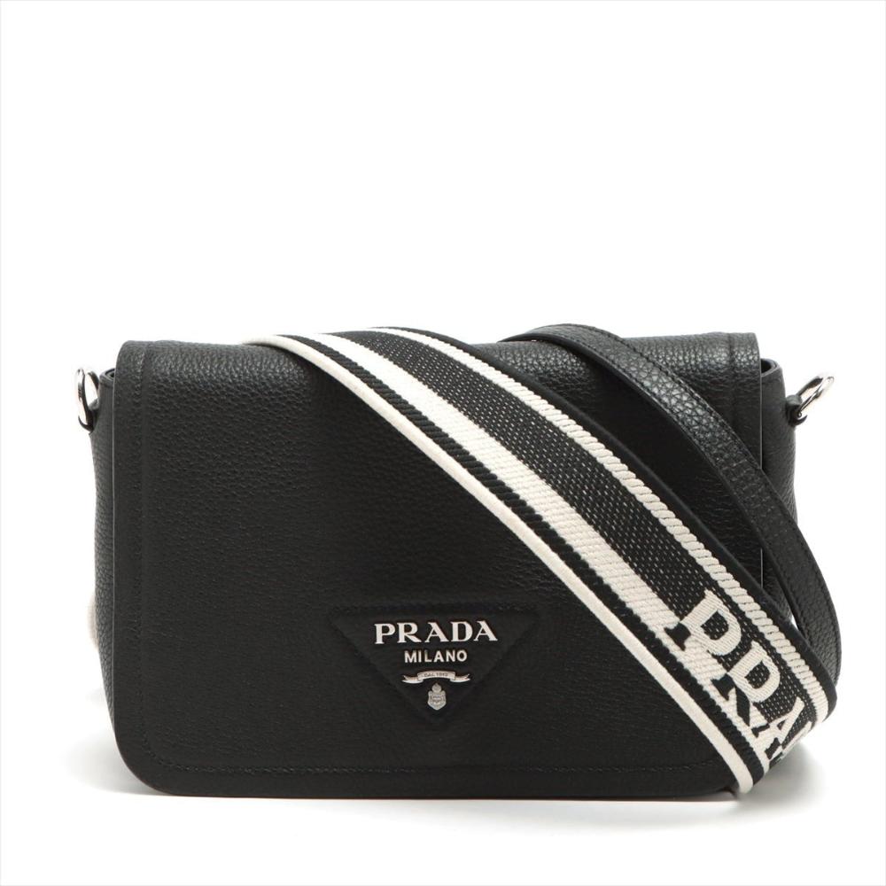 Black Leather Prada Shoulder Bag