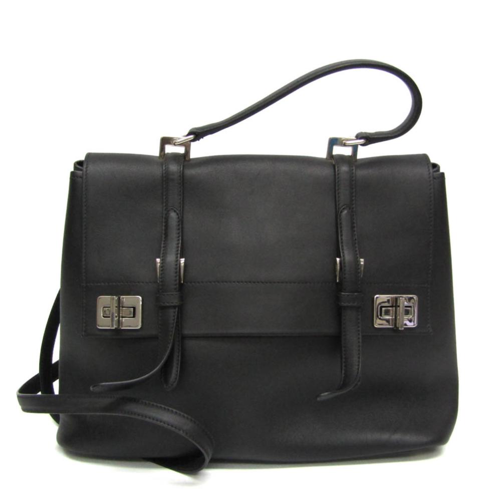 Black Leather Prada Shoulder Bag