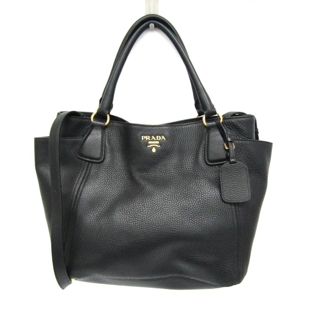 Black Leather Prada Handbag