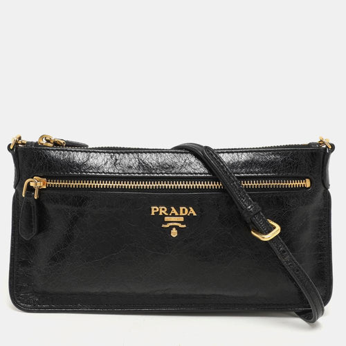 Black Leather Prada Clutch
