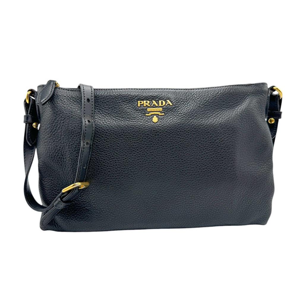 Black Leather Prada Shoulder Bag