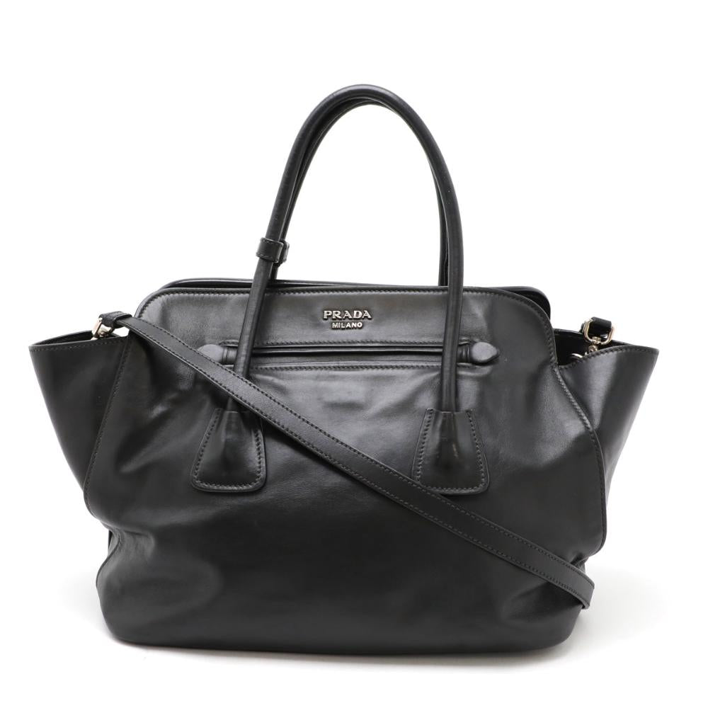 Black Leather Prada Handbag