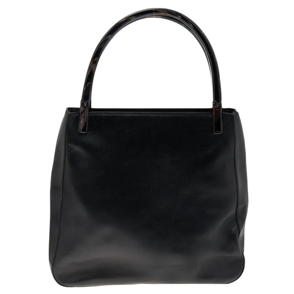 Black Leather Prada Tote
