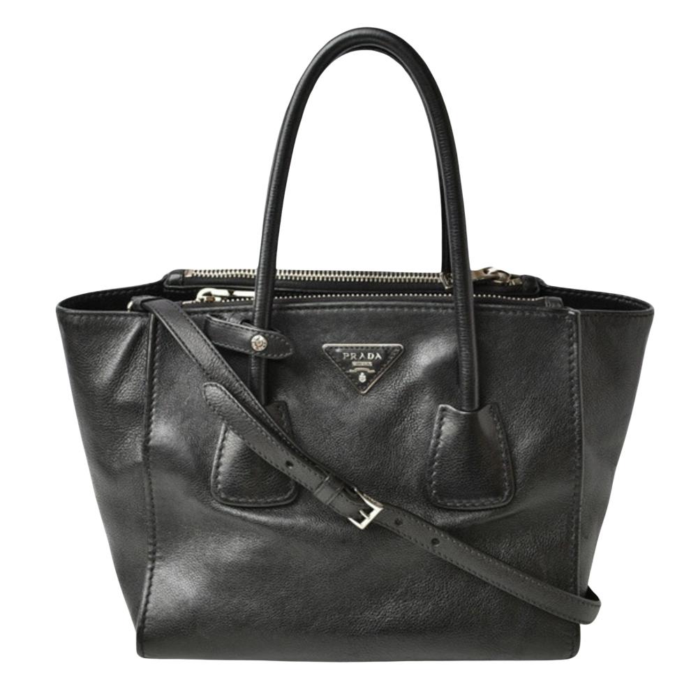 Black Leather Prada Shoulder Bag