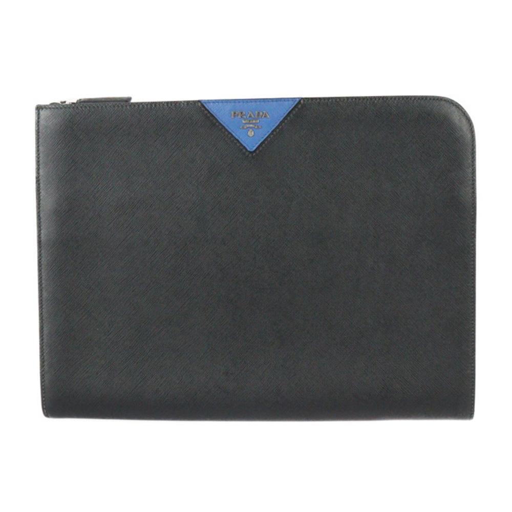 Black Leather Prada Clutch