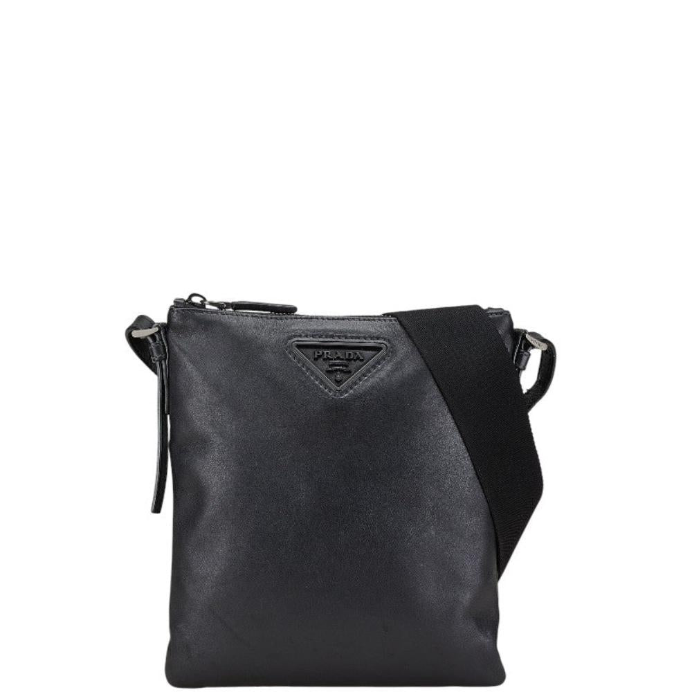 Black Leather Prada Shoulder Bag