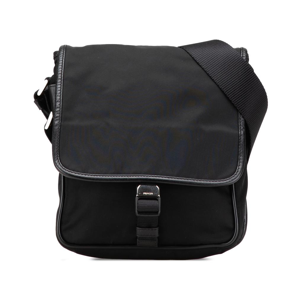 Black Leather Prada Tessuto