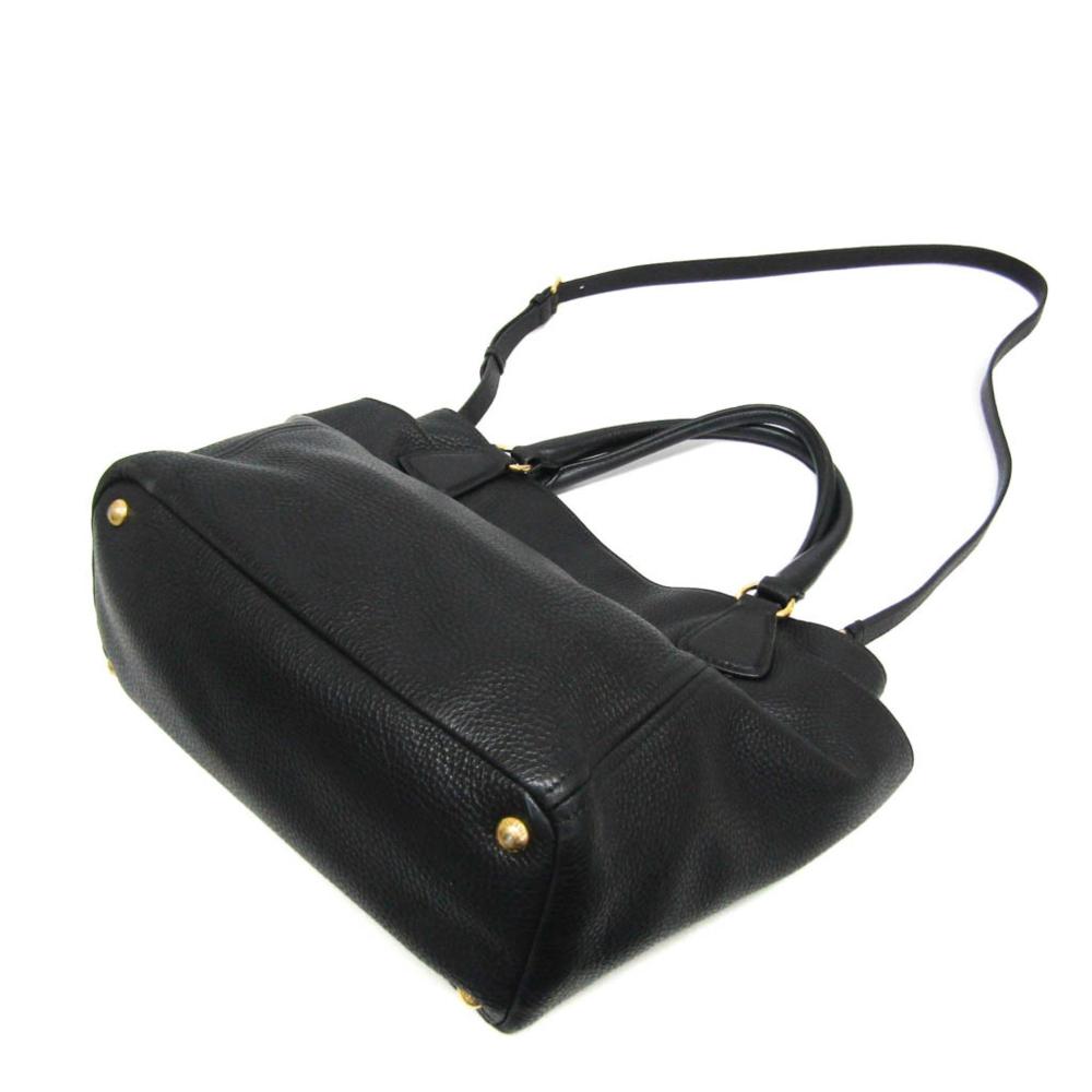 Black Leather Prada Handbag