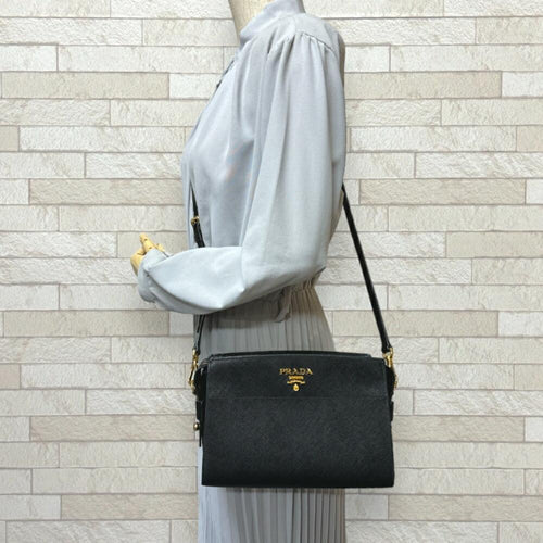 Black Leather Prada Shoulder Bag