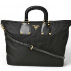 Black Leather Prada Tessuto