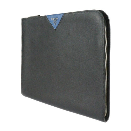 Black Leather Prada Clutch