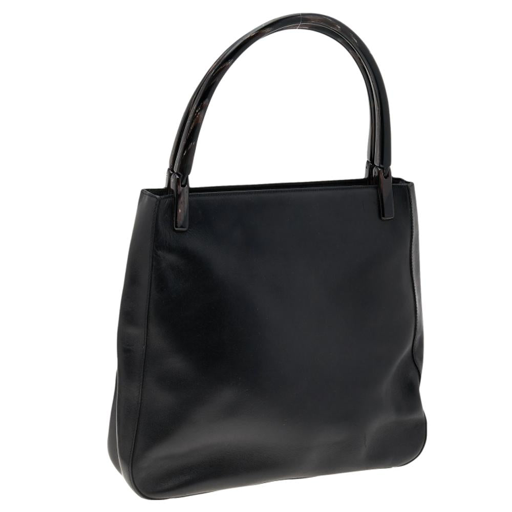 Black Leather Prada Tote