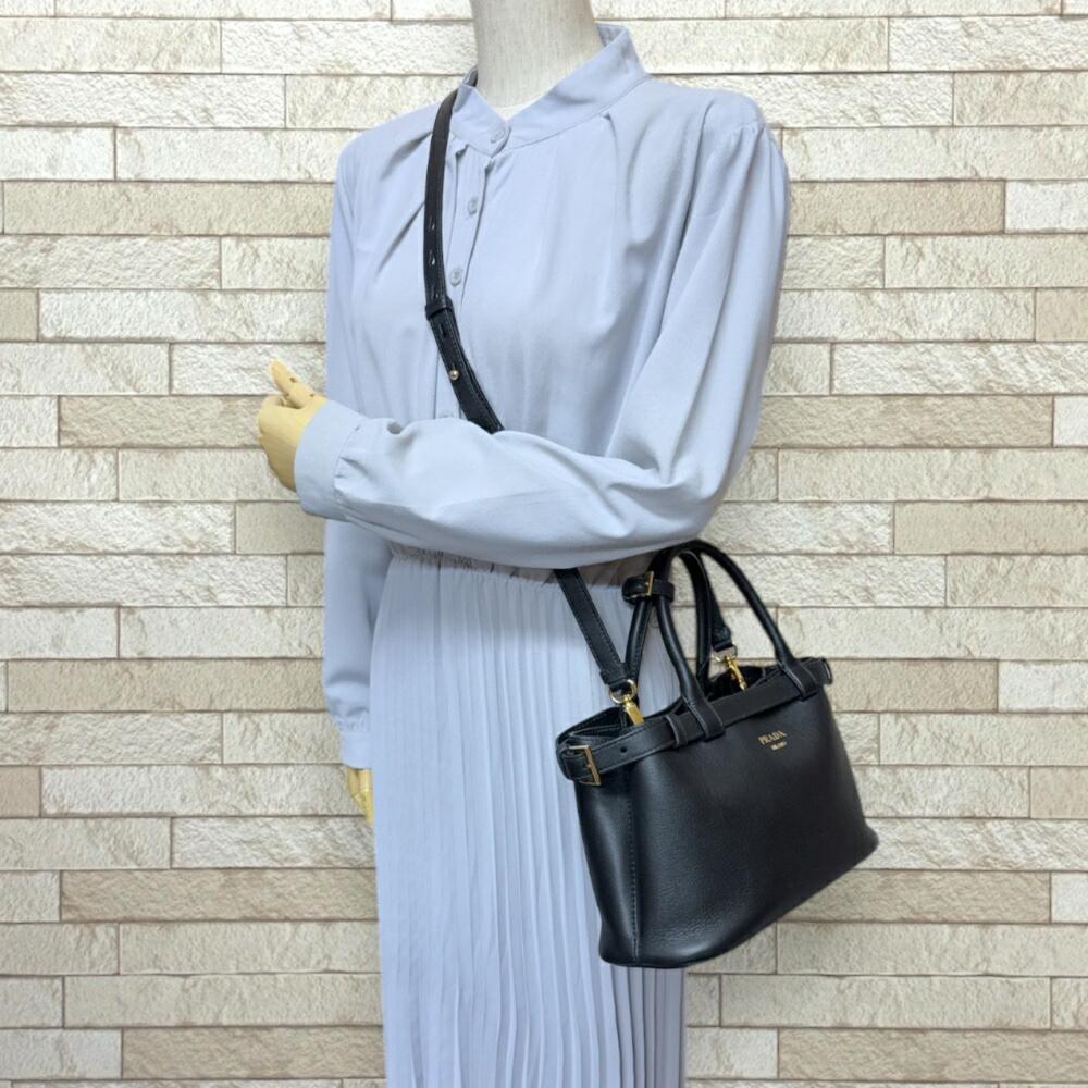 Black Leather Prada Shoulder Bag