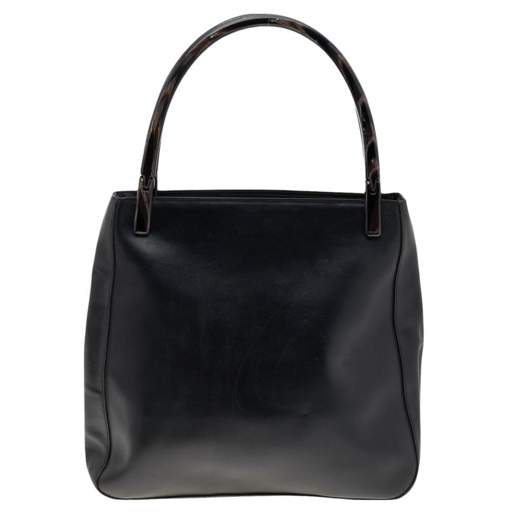 Black Leather Prada Tote