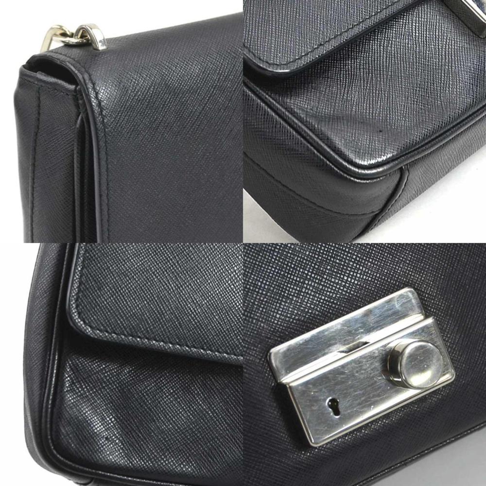 Black Leather Prada Shoulder Bag