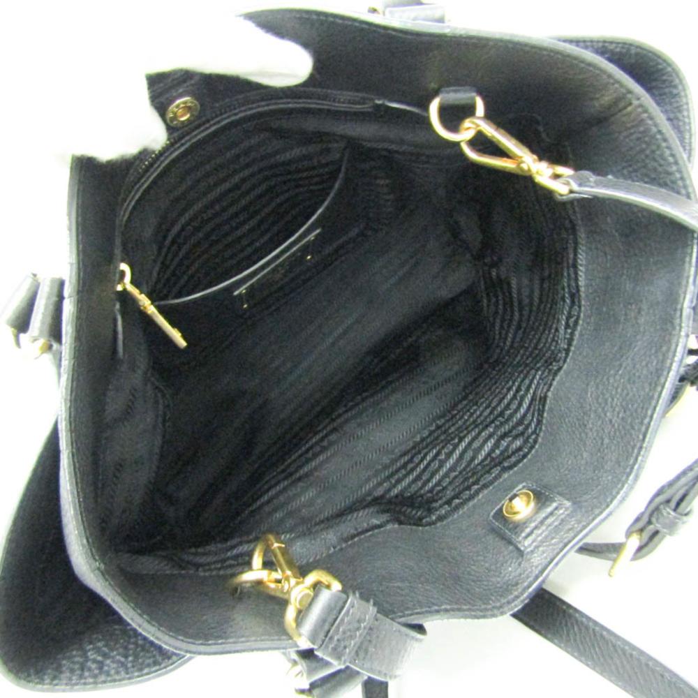 Black Leather Prada Handbag