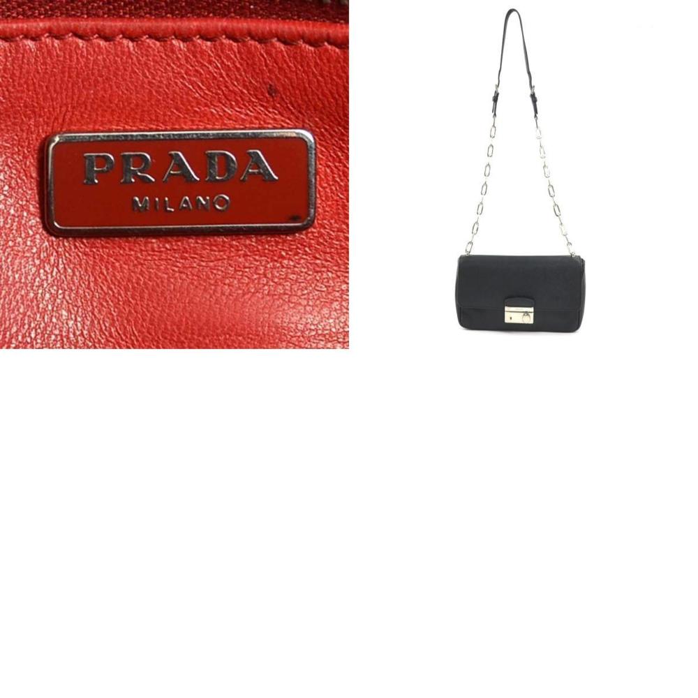 Black Leather Prada Shoulder Bag