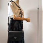 Black Leather Prada Shoulder Bag