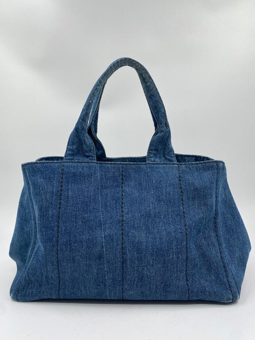 Blue Canvas Prada Canapa Tote