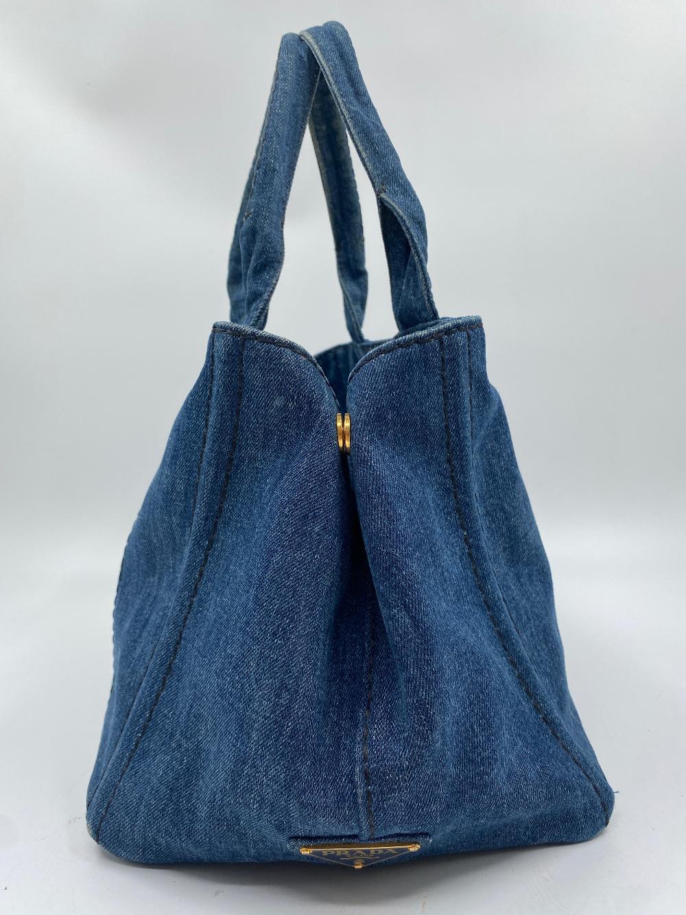 Blue Canvas Prada Canapa Tote