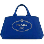 Blue Fabric Prada Canapa Tote