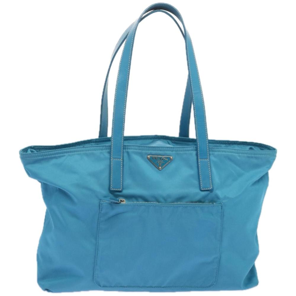 Blue Fabric Prada Tote