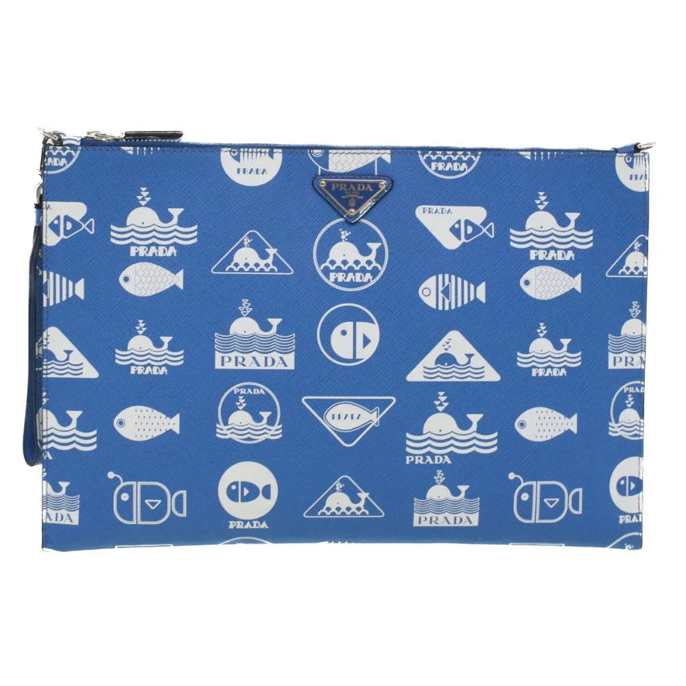 Blue Leather Prada Clutch