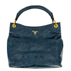 Blue Leather Prada Handbag