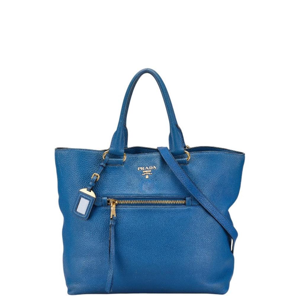 Blue Leather Prada Handbag