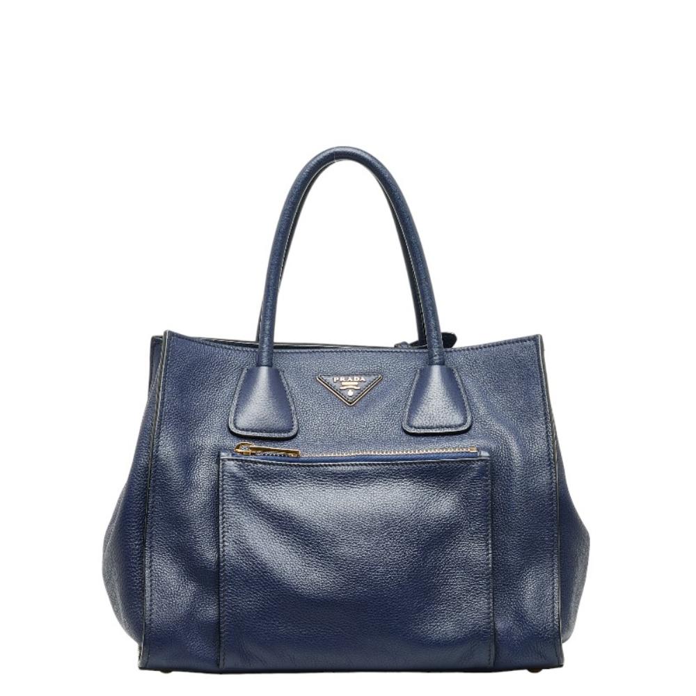 Blue Leather Prada Handbag