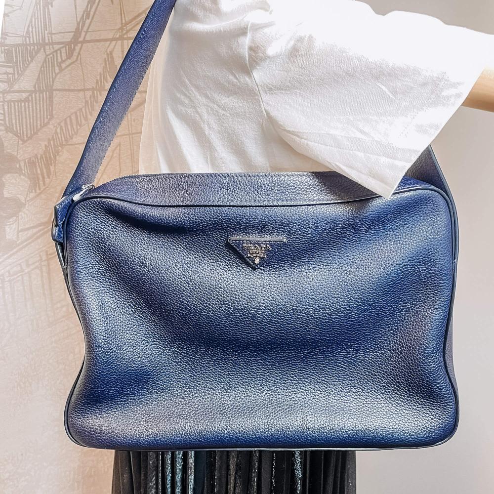 Blue Leather Prada Handbag