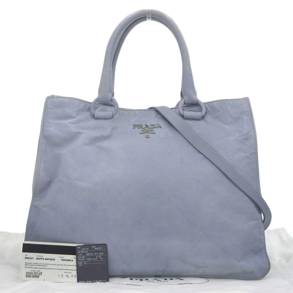 Blue Leather Prada Handbag