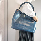 Blue Leather Prada Handbag