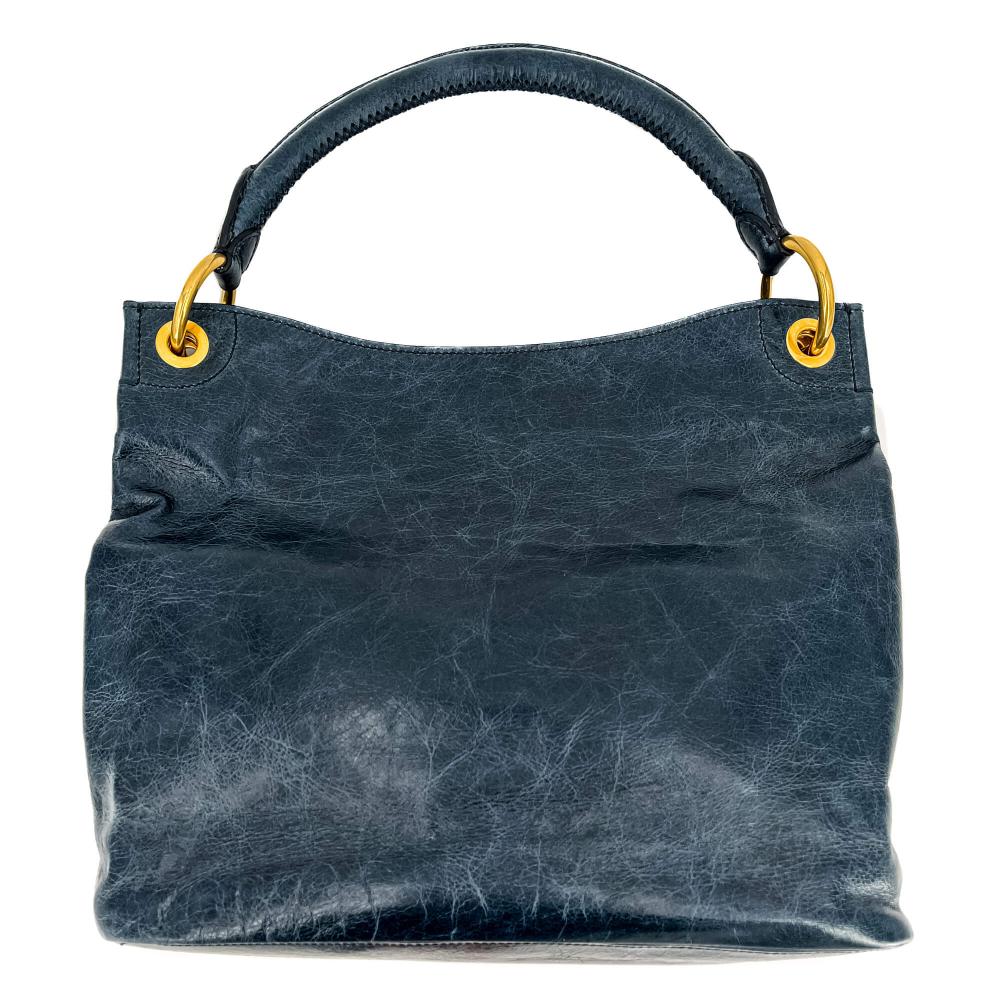 Blue Leather Prada Handbag