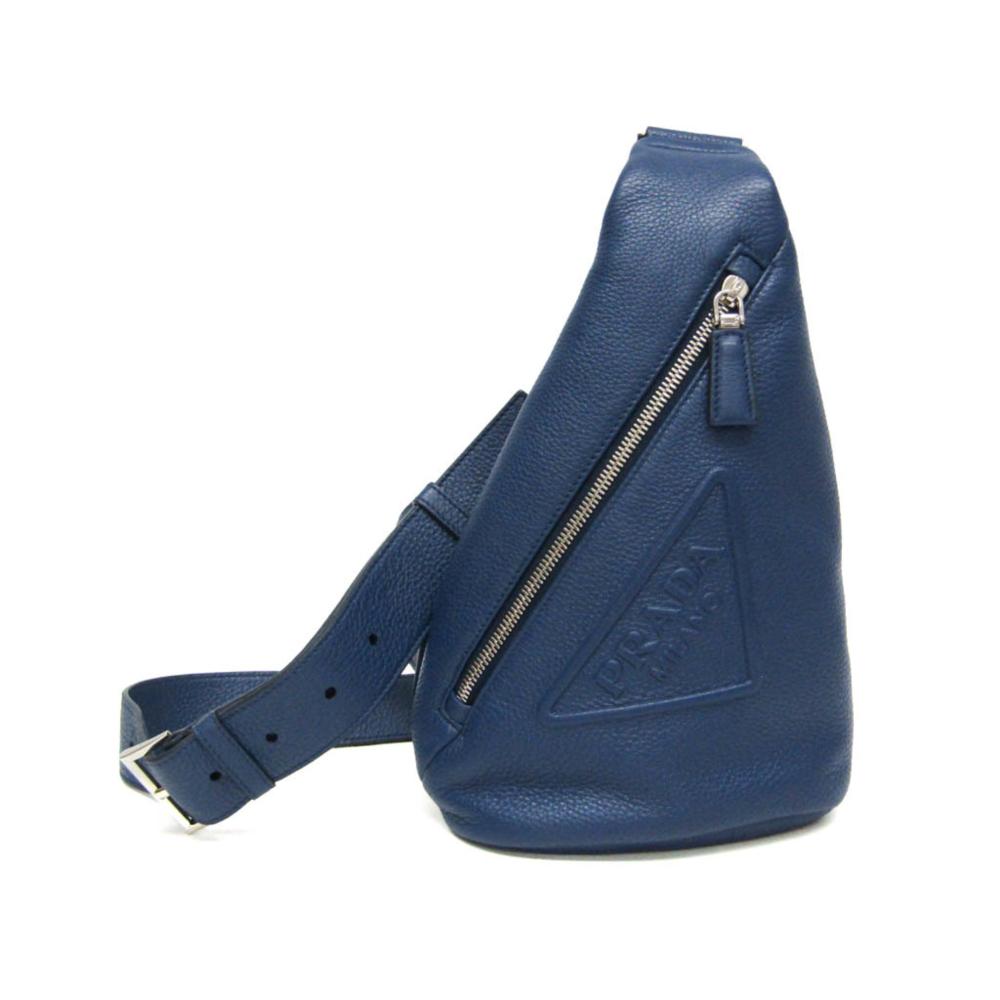Blue Leather Prada Shoulder Bag