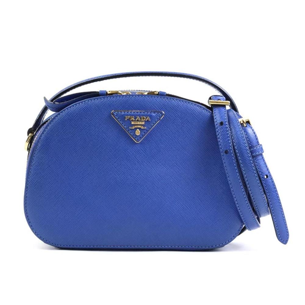 Blue Leather Prada Shoulder Bag