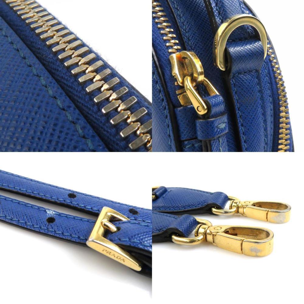 Blue Leather Prada Shoulder Bag