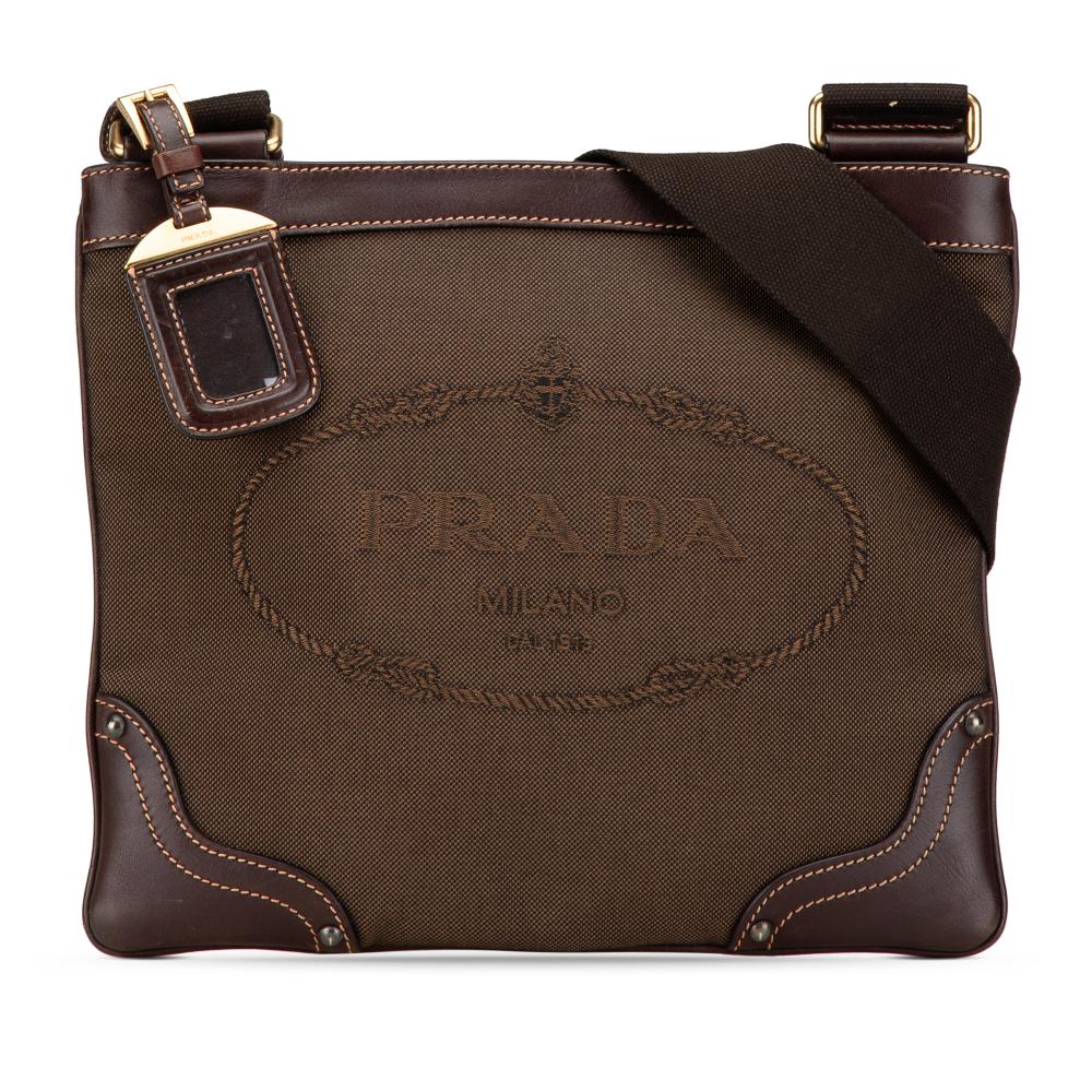 Brown Canvas Prada Crossbody Bag