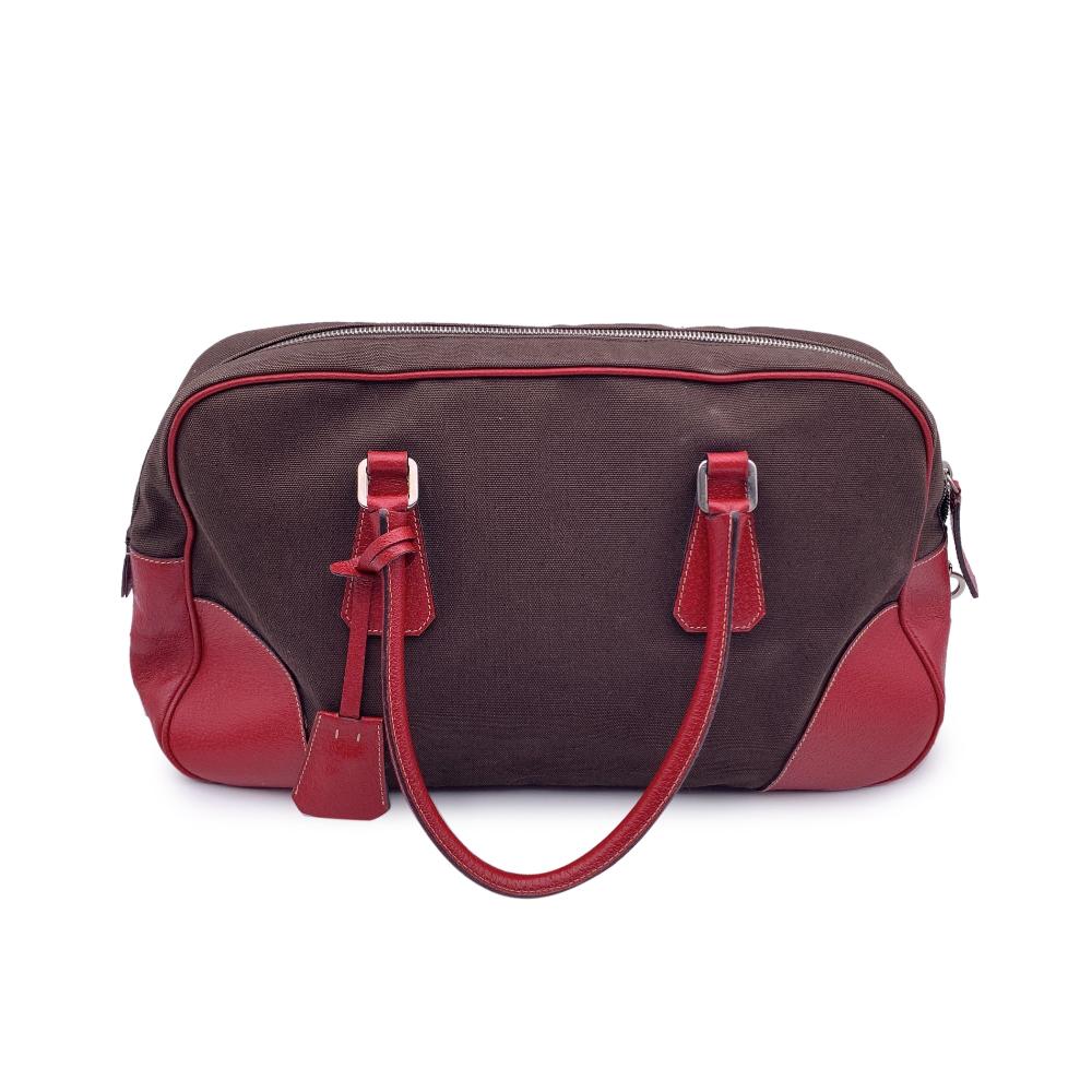 Brown Cotton Prada Handbag