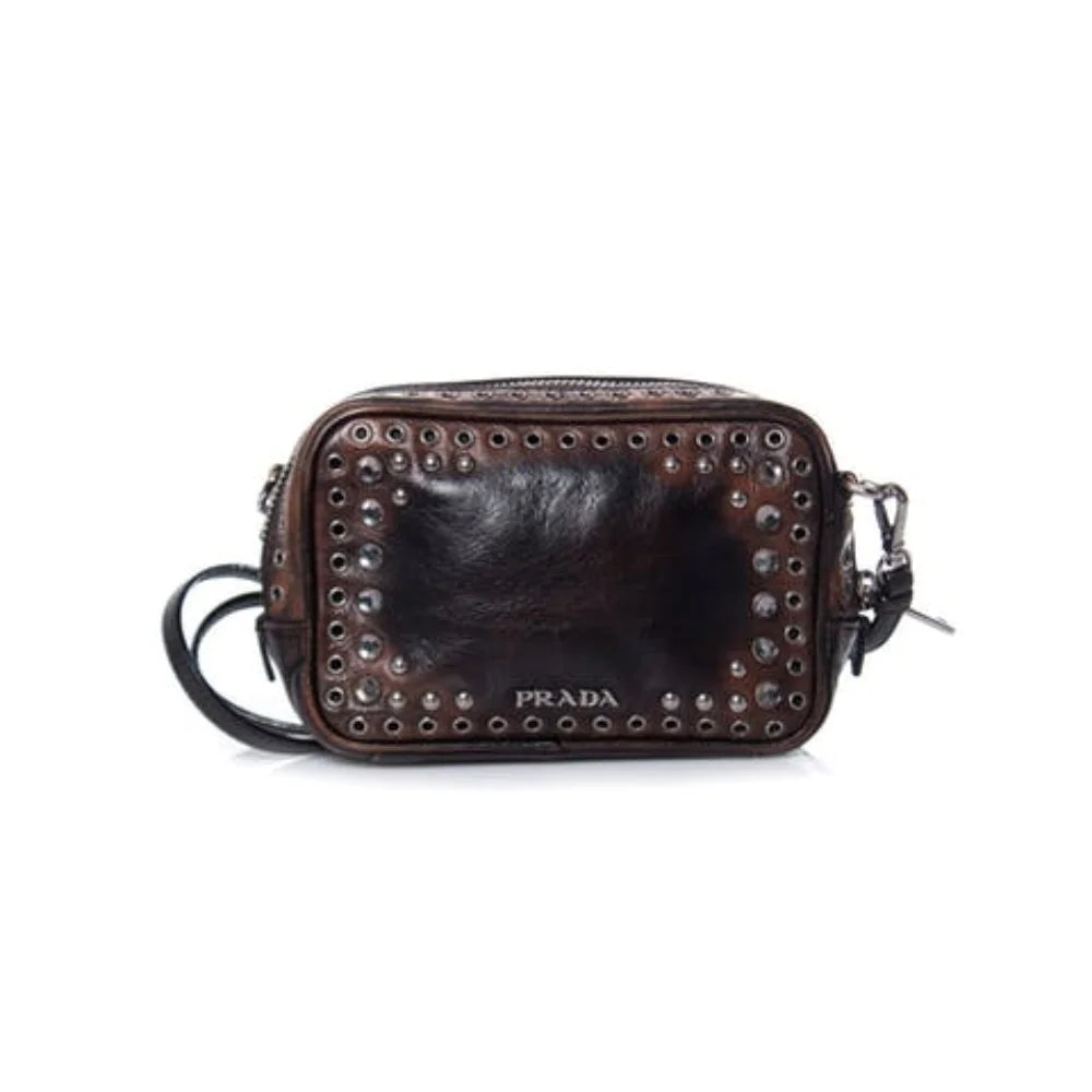 Brown Leather Prada Messenger Bag