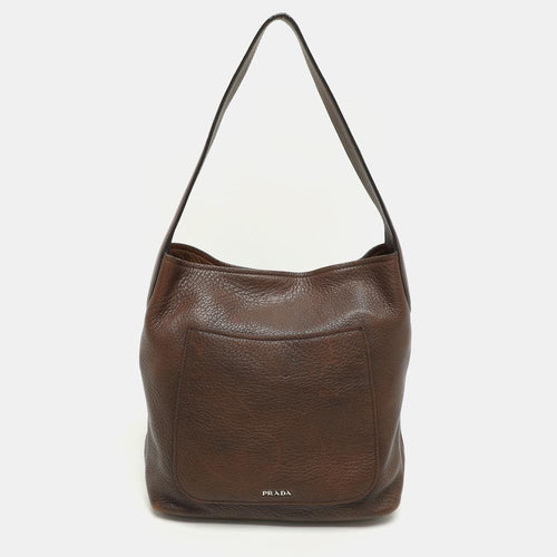 Brown Leather Prada Handbag
