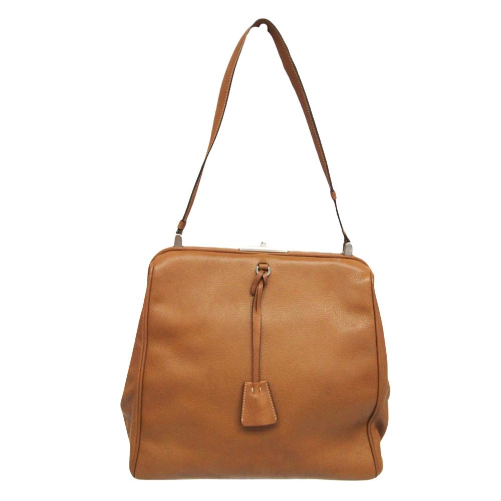 Brown Leather Prada Shoulder Bag