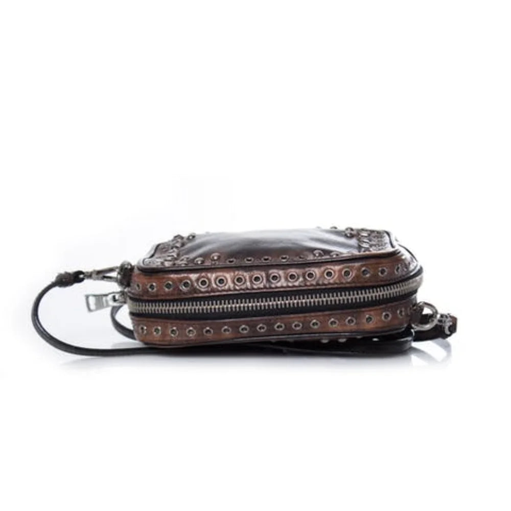 Brown Leather Prada Messenger Bag