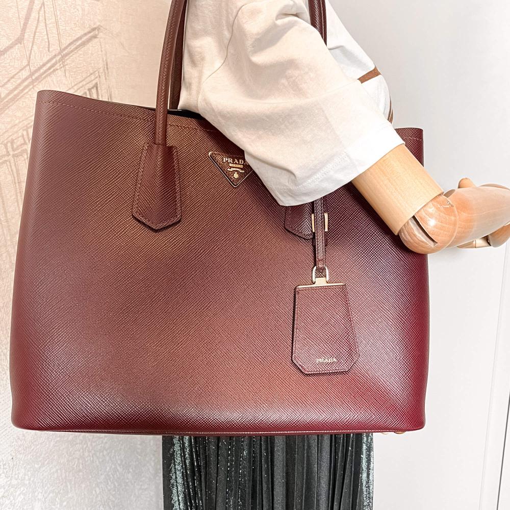 Burgundy Leather Prada Tote