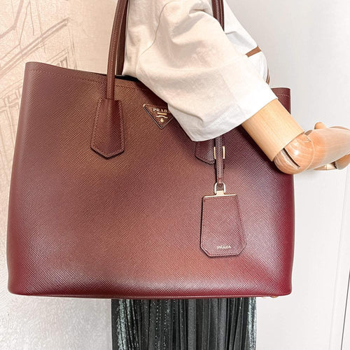 Burgundy Leather Prada Tote
