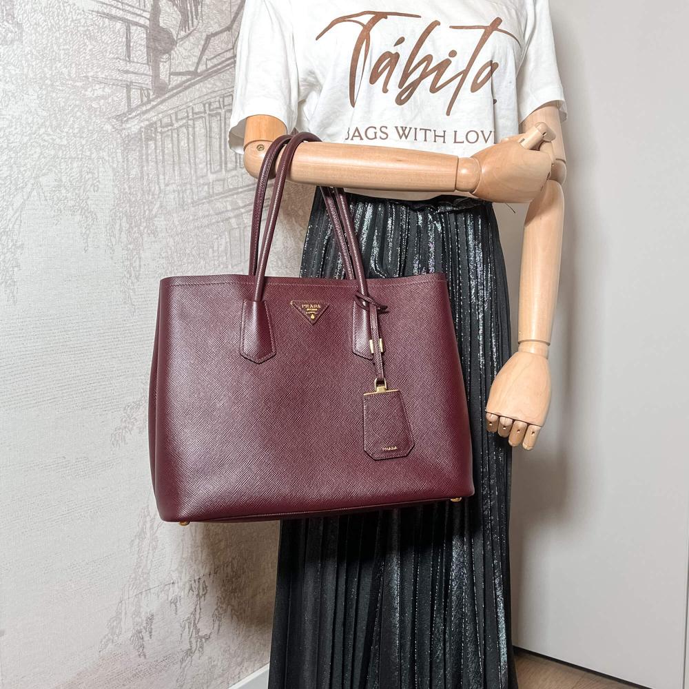 Burgundy Leather Prada Tote
