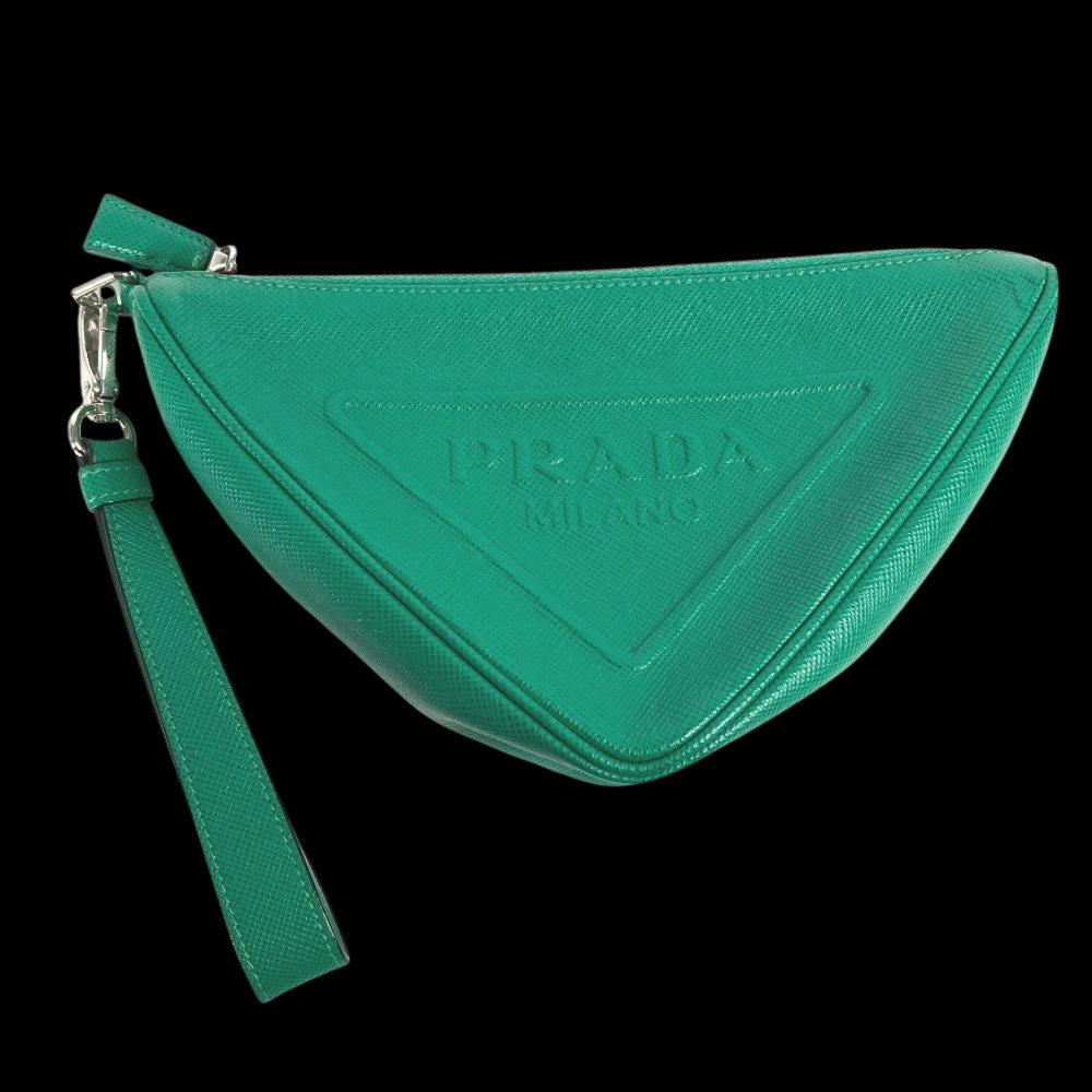 Green Fabric Prada Clutch