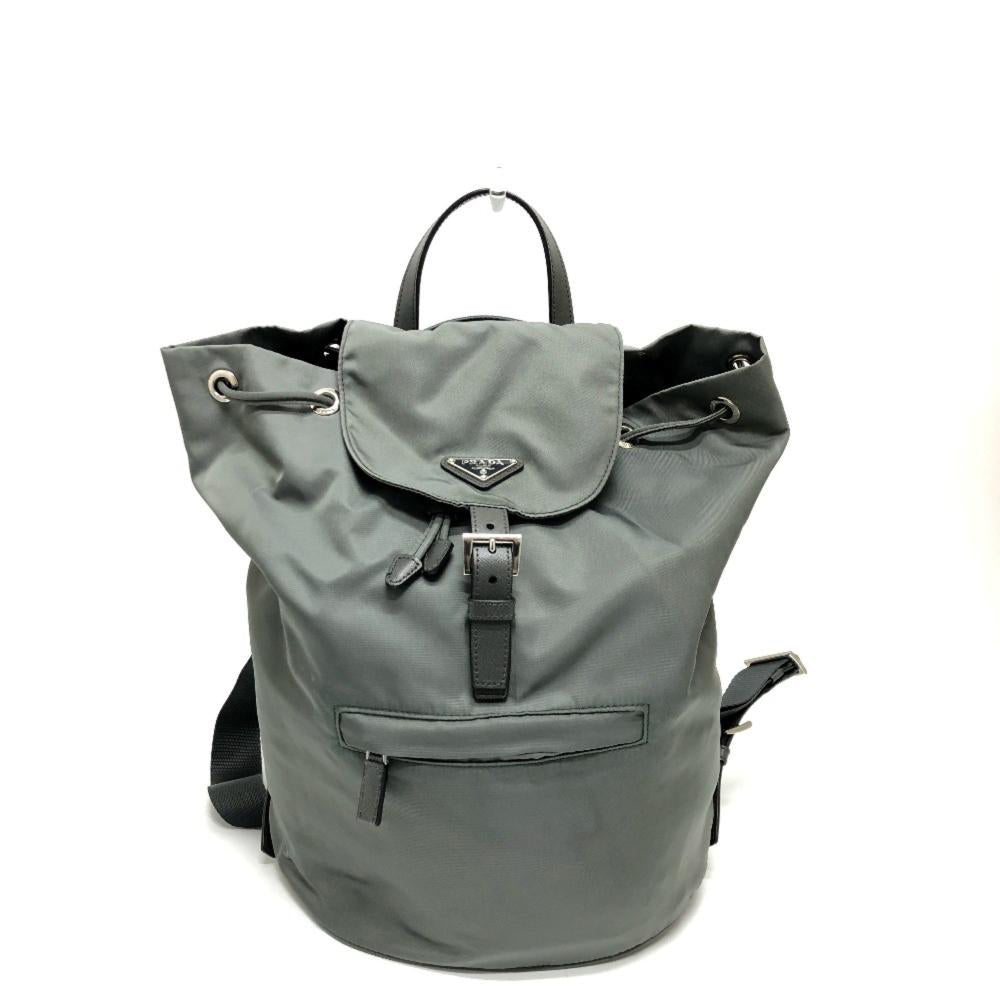 Grey Leather Prada Backpack