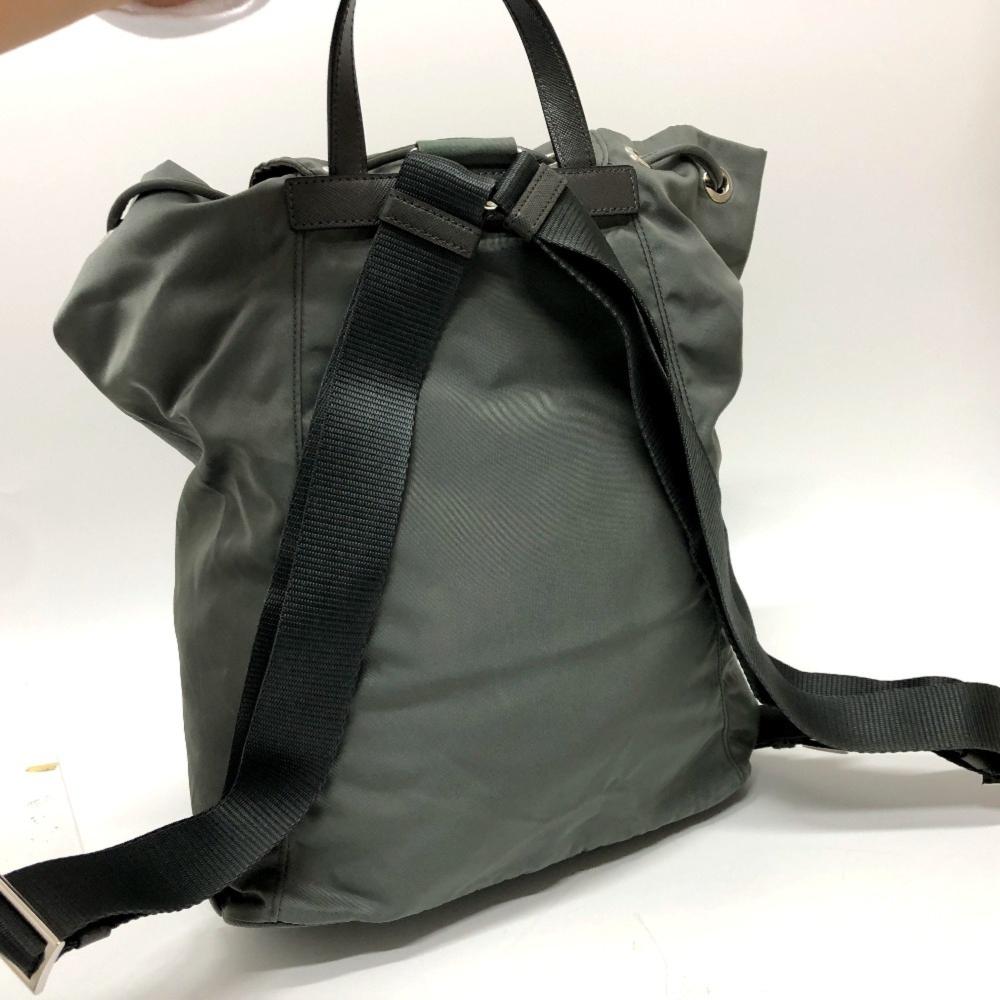 Grey Leather Prada Backpack