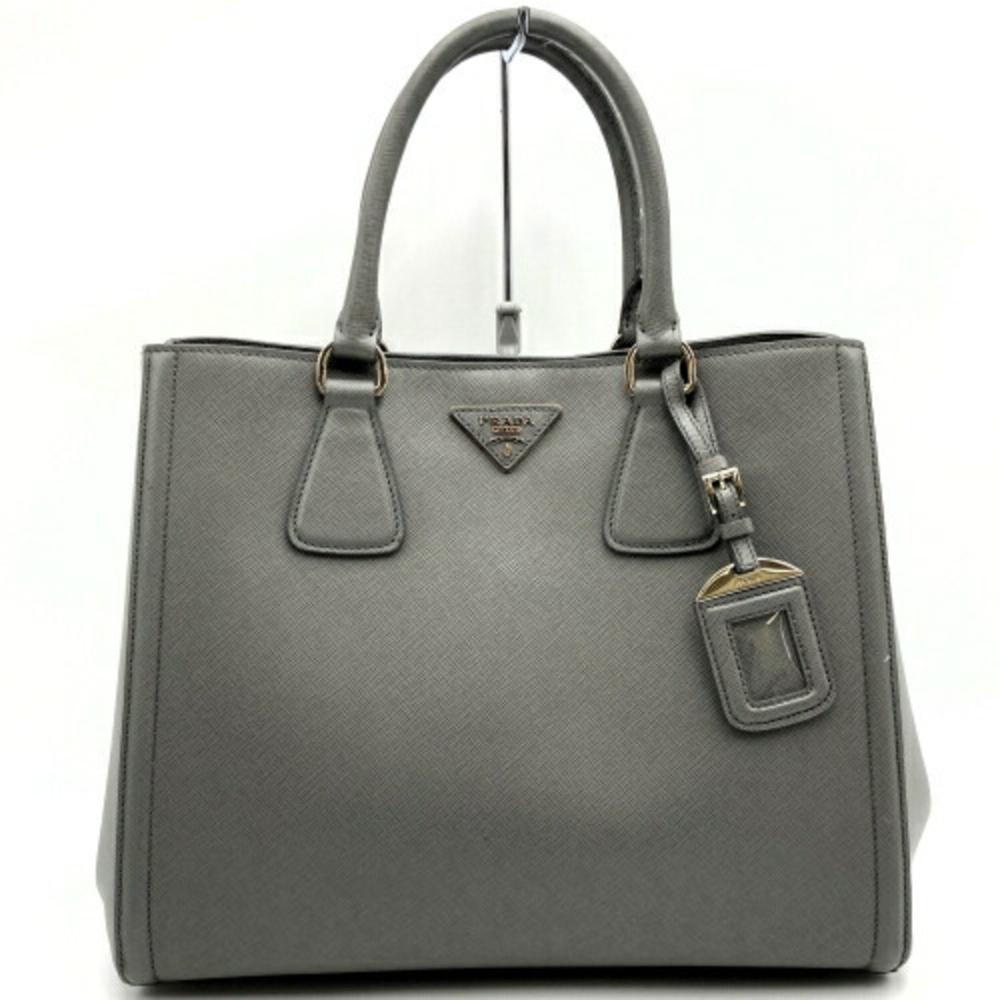Grey Leather Prada Handbag